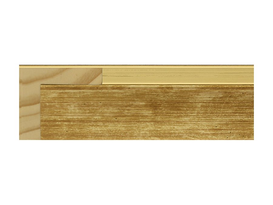 Antique gold floating frame moulding, profile view