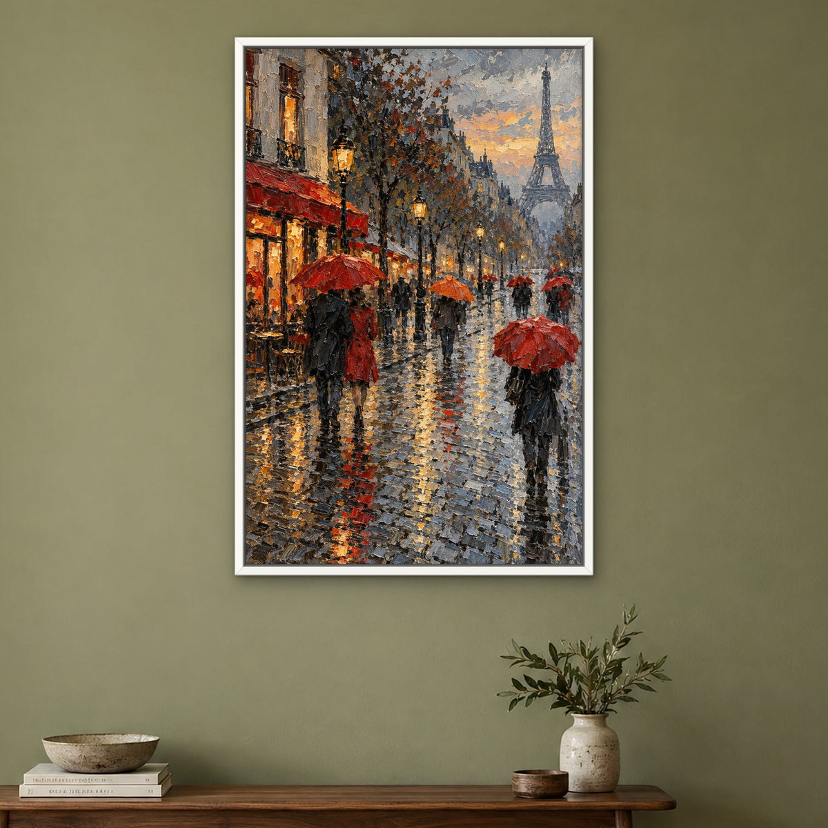 Red Umbrellas of Paris canvas in a hallway – Gallery 23