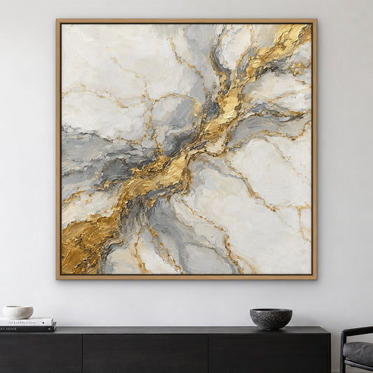 Gold Vein Marble, neutral abstract hand-painted canvas wall art in a living room – Gallery 23