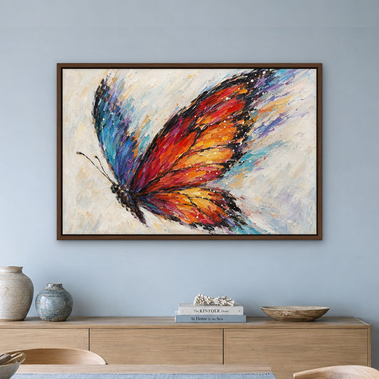Prism Wings, colourful pop art hand-painted canvas wall art in a dining room – Gallery 23