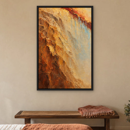 Drip Horizon, red abstract hand-painted canvas wall art in a bedroom – Gallery 23