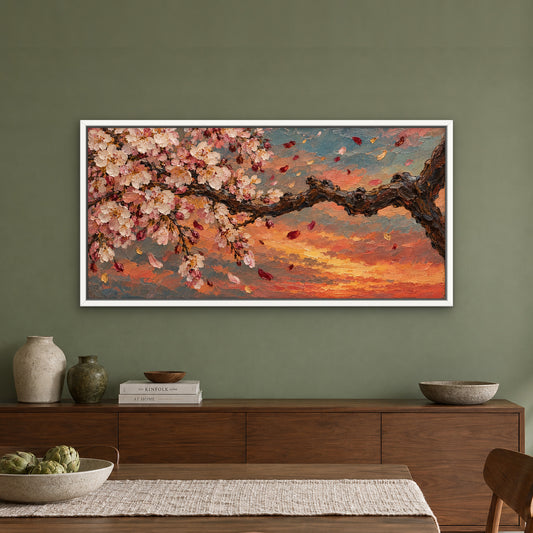 Blossom Bough, colourful floral hand-painted canvas wall art in a dining room – Gallery 23