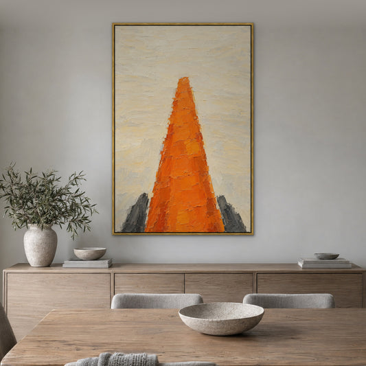Tangerine Pillar, teal abstract hand-painted canvas wall art in a dining room – Gallery 23